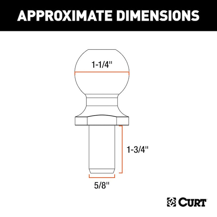 Curt 40093 Sway Control Ball Dimensions Diagram | United RV Parts