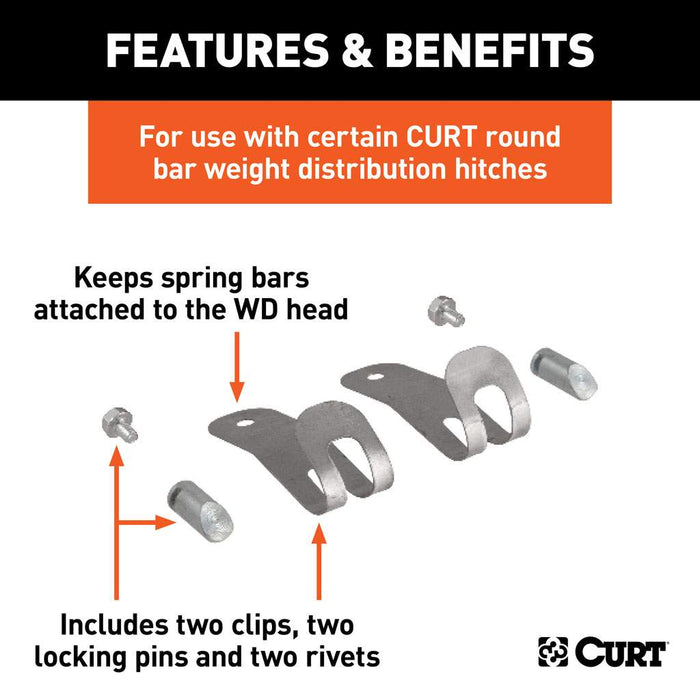 Curt 17109 Weight Distribution Retainer Kit - 2 Clips, 2 Locking Pins, 2 Rivets Detail | United RV Parts