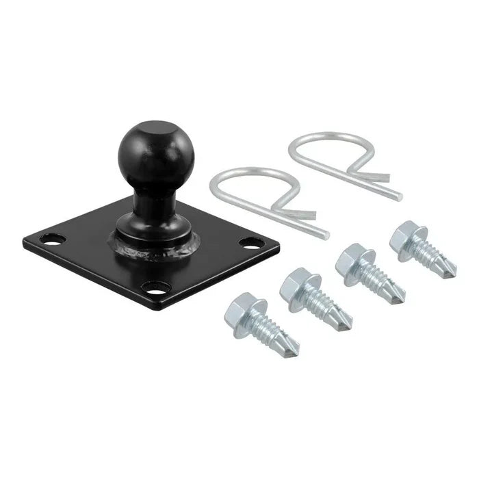 Curt 17201 Black Steel Trailer Mounted Sway Control Ball with Hardware Kit - Full Contents View | United RV Parts