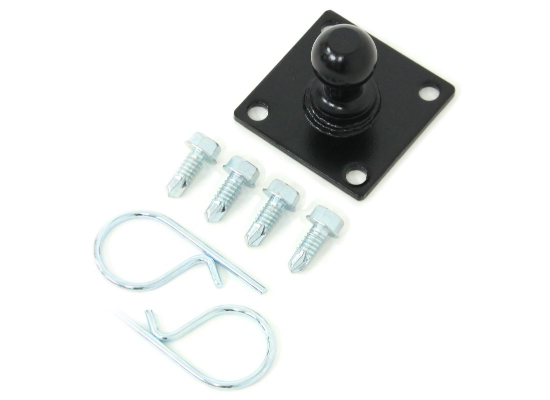 Curt 17201 Black Steel Sway Control Ball and Mounting Plate with Screws and R-Clips - Angled View | United RV Parts
