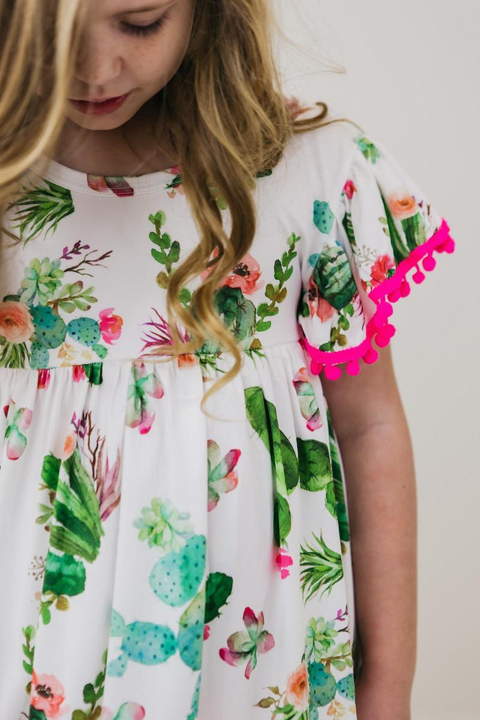 (L) Cute Cactus Pom Pom Dress-Mila & Rose ®