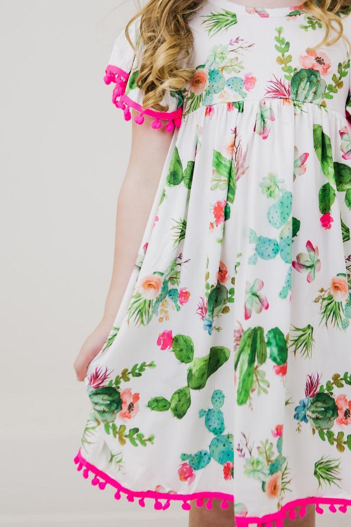 (L) Cute Cactus Pom Pom Dress-Mila & Rose ®