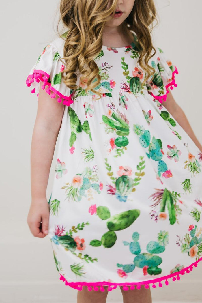 (L) Cute Cactus Pom Pom Dress-Mila & Rose ®