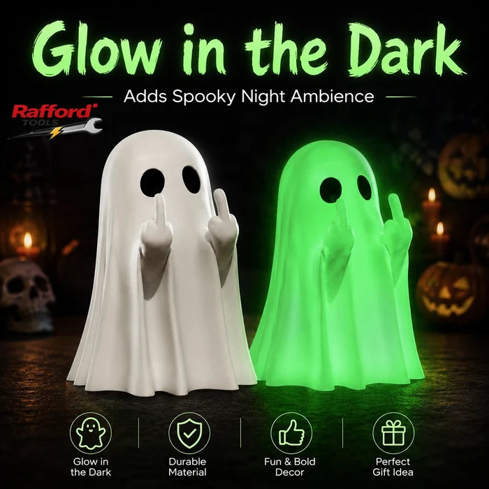 Cute Middle Finger Ghost Statue, Small Halloween Decor for Home