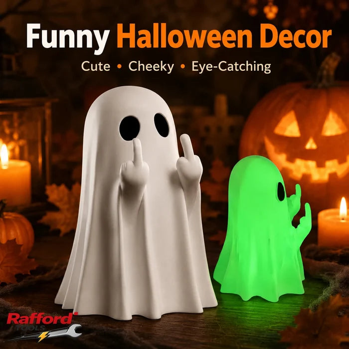 Cute Middle Finger Ghost Statue, Small Halloween Decor for Home