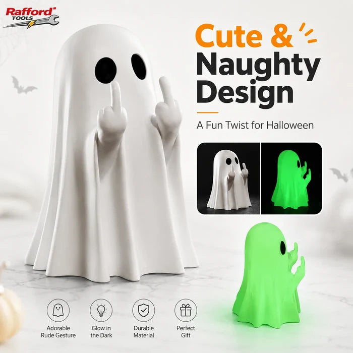 Cute Middle Finger Ghost Statue, Small Halloween Decor for Home