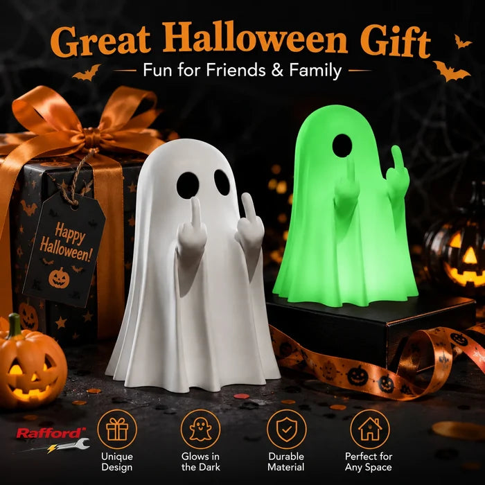 Cute Middle Finger Ghost Statue, Small Halloween Decor for Home
