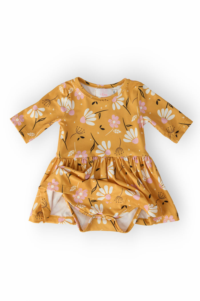 Dandelions in Fall 3/4 Sleeve Twirl Bodysuit-Mila & Rose ®