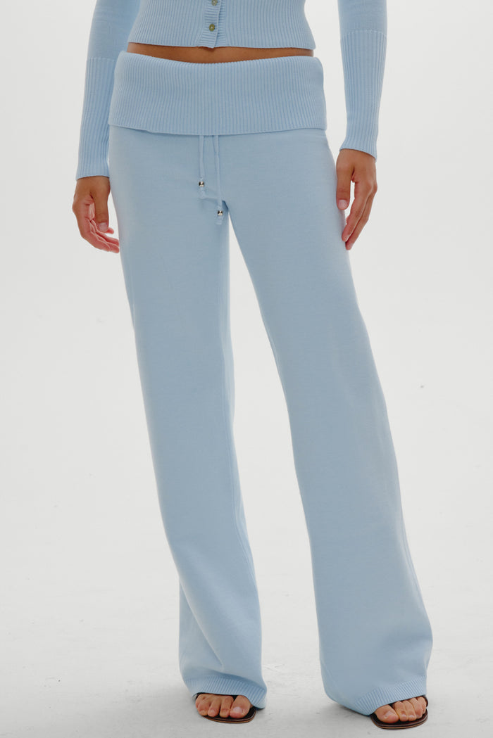 Dawson Knit Fold Over Pants - Daydream