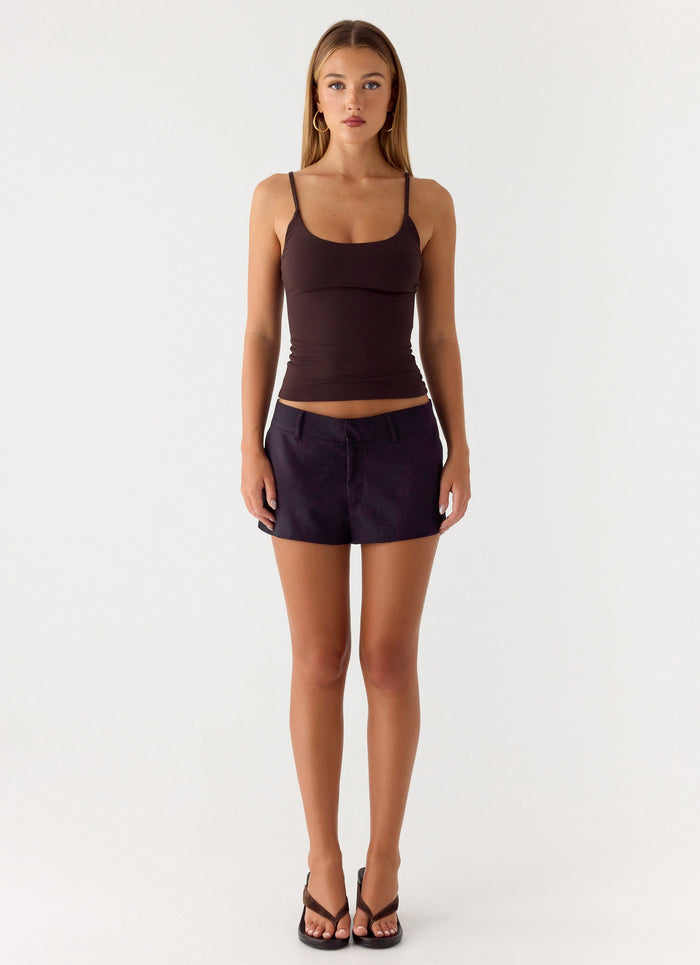 Delong Low Rise Linen Shorts - Black