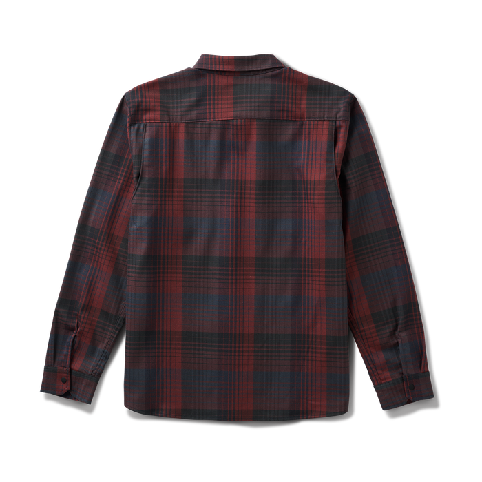 Roark travel-inspired tartan plaid fabric close-up, showcasing the adventurous outdoor vibe.