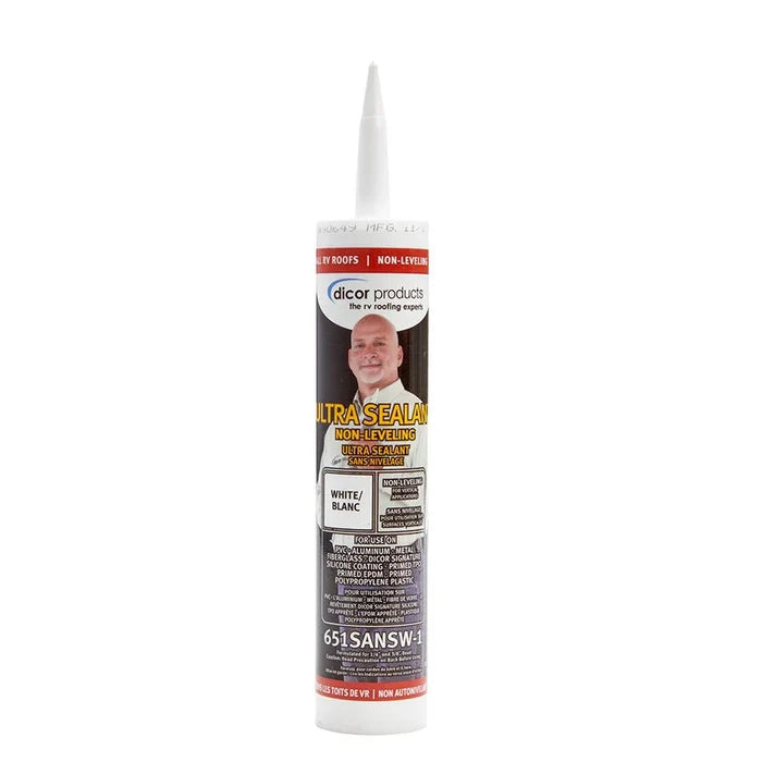 White Dicor Non-Leveling Ultra Sealant 651SANSW-1 - Front View | United RV Parts