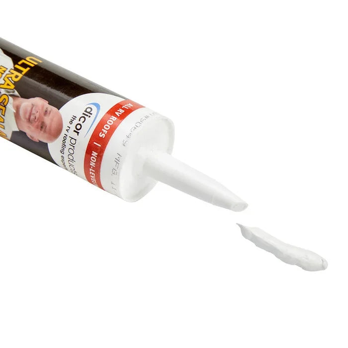 White Dicor Ultra Sealant Tube with Applicator Tip - Close-Up Detail | United RV Parts