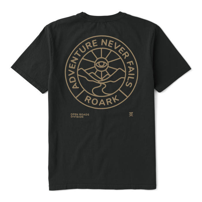 Graphic active shirt featuring Roark logo and unique design elements, perfect for adventure and outdoor activities.