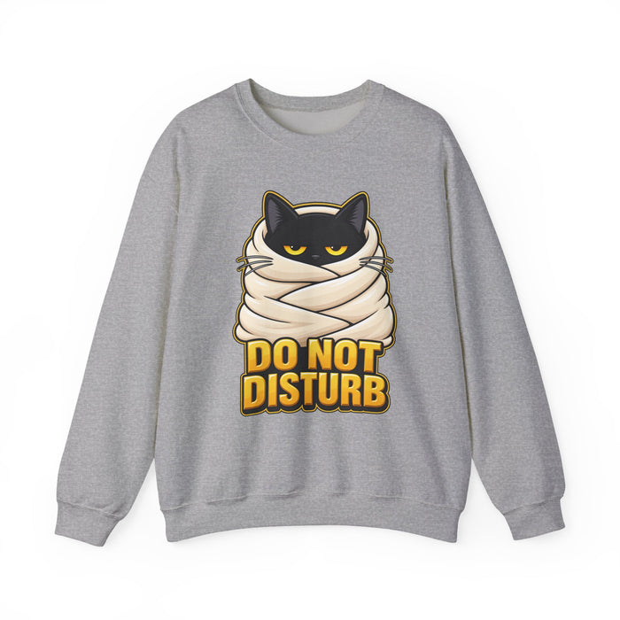 Do Not Disturb Cat Sweatshirt — Cozy Mummy-Wrapped Black Cat Graphic Crewneck