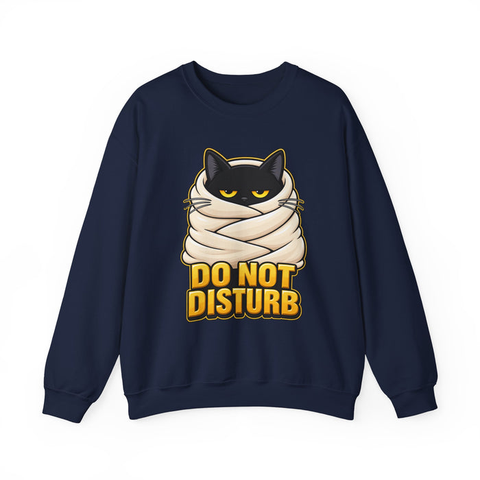 Do Not Disturb Cat Sweatshirt — Cozy Mummy-Wrapped Black Cat Graphic Crewneck