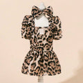 Dog Leopard dress w/matching bow
