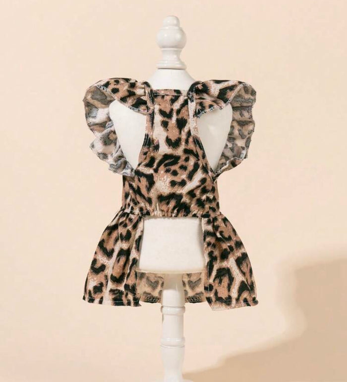 Dog Leopard dress w/matching bow
