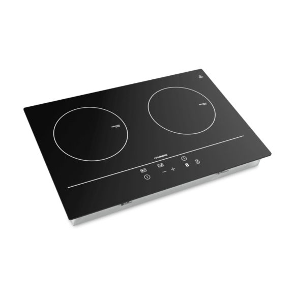 Black Glass Dometic CI-21 2-Burner Drop-In Induction Cooktop - Angled View | United RV Parts