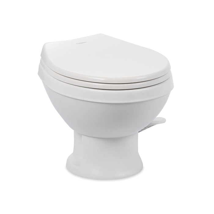 White Dometic 401 Essential RV Toilet - Side View | United RV Parts