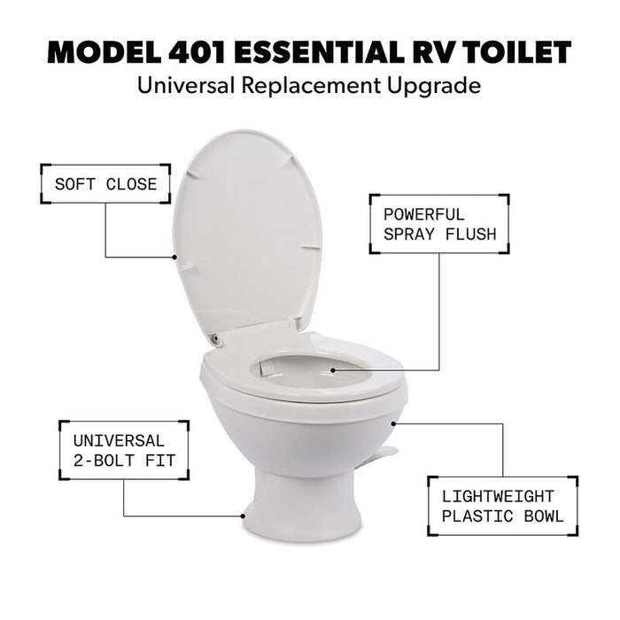 Dometic 401 RV Toilet Features Diagram - Product Overview | United RV Parts