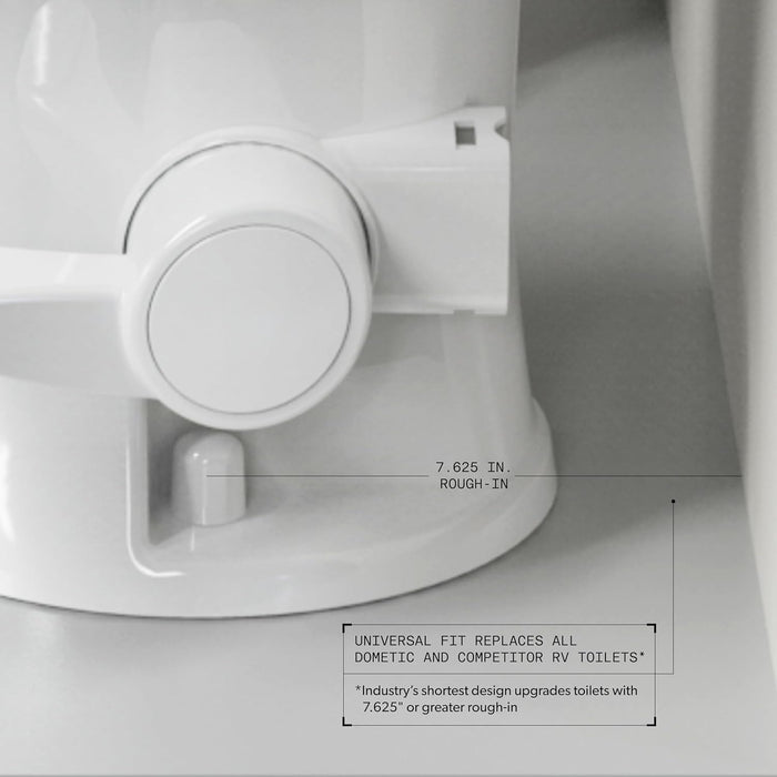 Dometic 401 RV Toilet Base Close-Up Showing 7.625-Inch Rough-In Universal Fit Detail | United RV Parts
