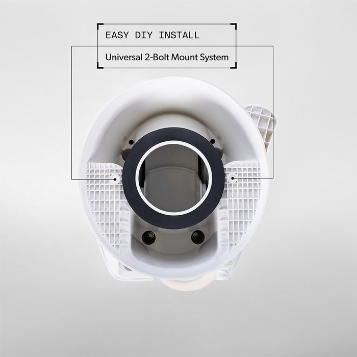 Dometic 401 RV Toilet Underside Showing Universal 2-Bolt Mount and Flange Seal - Bottom View | United RV Parts