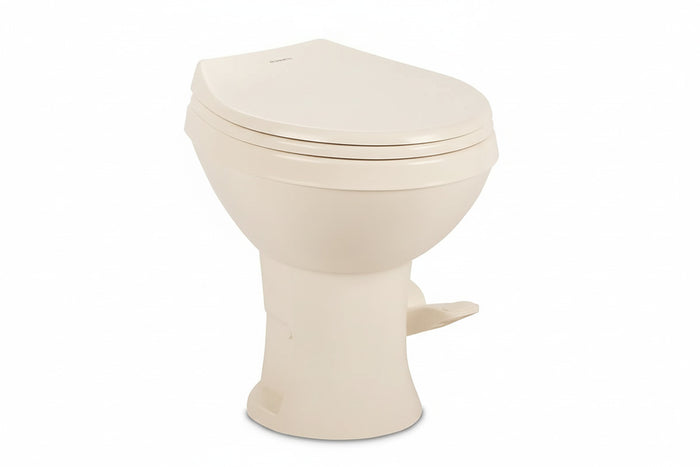 Bone Dometic 410 RV Toilet - Side Profile View | United RV Parts