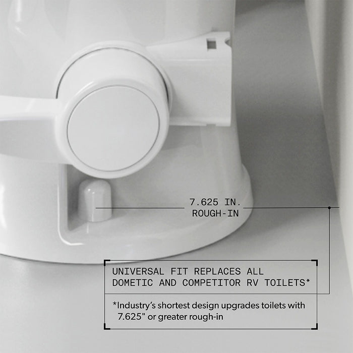 Dometic 410 RV Toilet - Bottom View with Dimension Specifications | United RV Parts