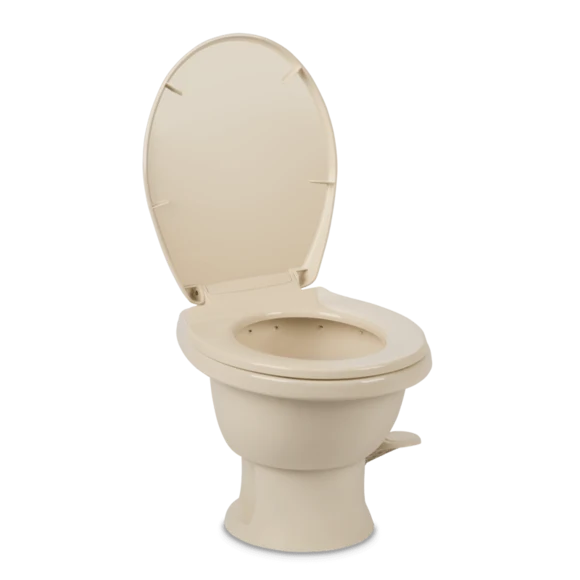 Bone Dometic 411 Gravity Flush RV Toilet - Seat Open Interior Bowl View | United RV Parts
