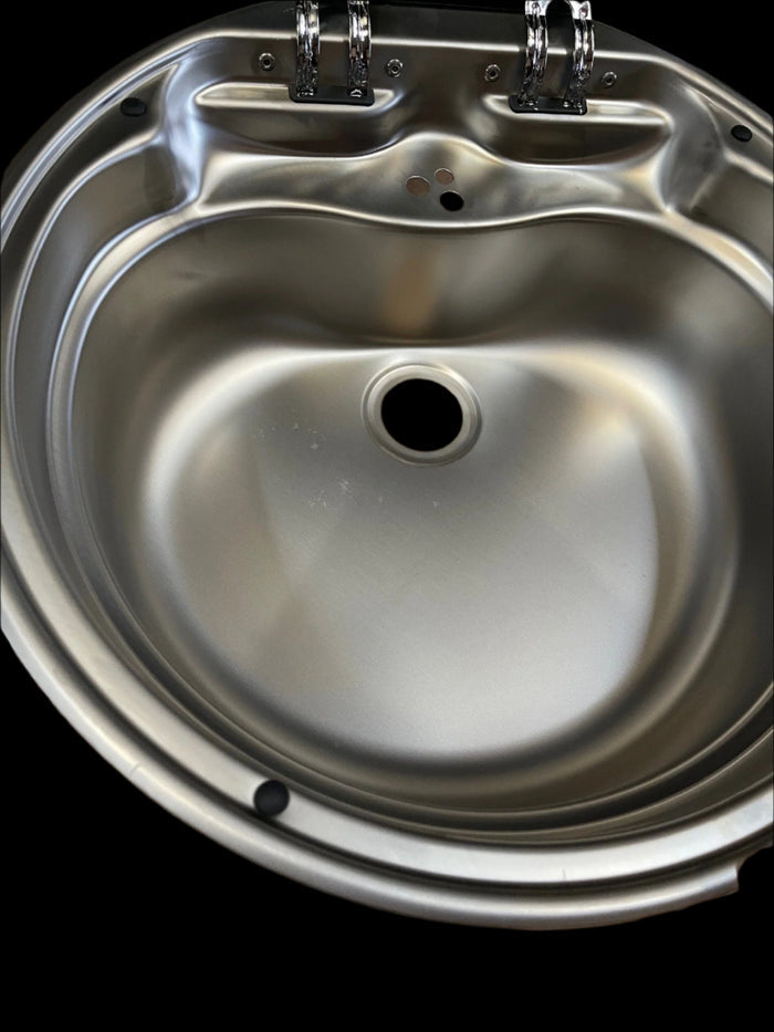 Stainless Steel Dometic Round Sink Interior - 3-Hole Faucet Configuration | United RV Parts