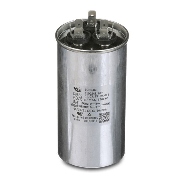 Silver Metal Dometic AC Motor Capacitor 50/5 MFD - Front View | United RV Parts