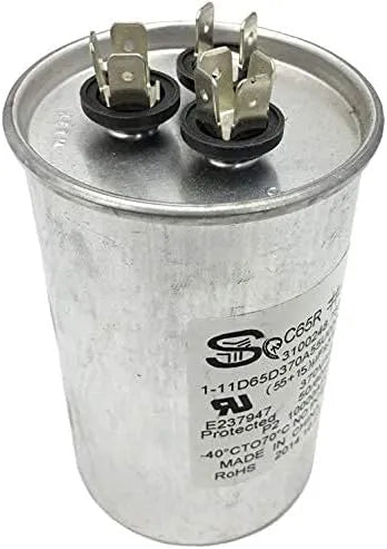 Silver Metal Dometic RV AC Run Capacitor 3314471017 - Top View | United RV Parts