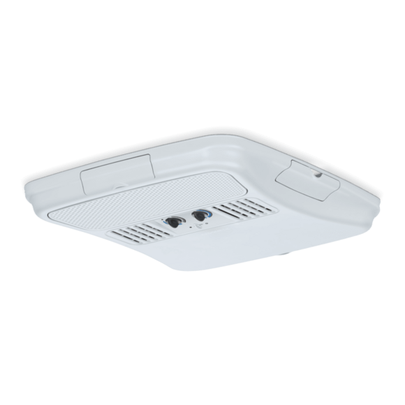 White Dometic Air Distribution Box 3314854.000 Non-Ducted Ceiling Assembly - Angle View | United RV Parts
