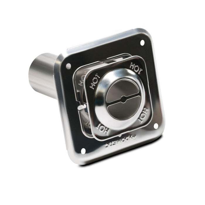 Black Metal Dometic Furnace Vent Assembly Kit 33050 - Front View | United RV Parts