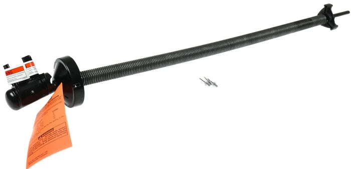 Black Dometic 9100 Torsion Arm Assembly with Orange Warning Tag - Side View | United RV Parts