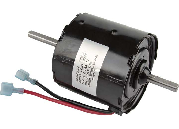 Black Dometic HydroFlame 30131 Dual Shaft Furnace Blower Motor - Side View | United RV Parts