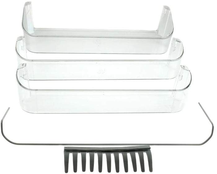 Clear Dometic Fridge Door Shelves - Stacked View with Mounting Wire | United RV Parts