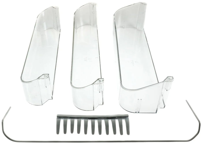 Clear Plastic Refrigerator Door Bins - Angled View with Wire Guard Detail | United RV Parts