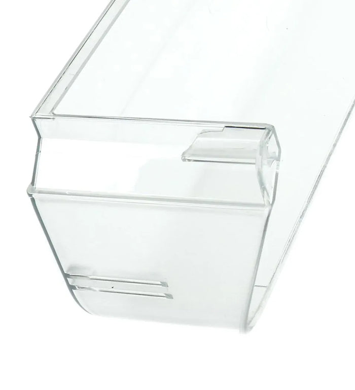 Clear Dometic Fridge Door Bin - Corner Detail View Showing Mounting Tabs | United RV Parts
