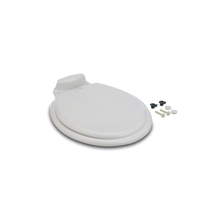 White Dometic 310 Series Toilet Seat & Lid with Installation Hardware - Complete Kit | United RV Parts