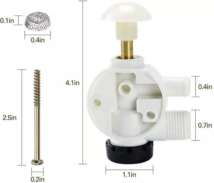 Dometic Toilet Valve 385314349 - Dimensional Specifications Diagram | United RV Parts
