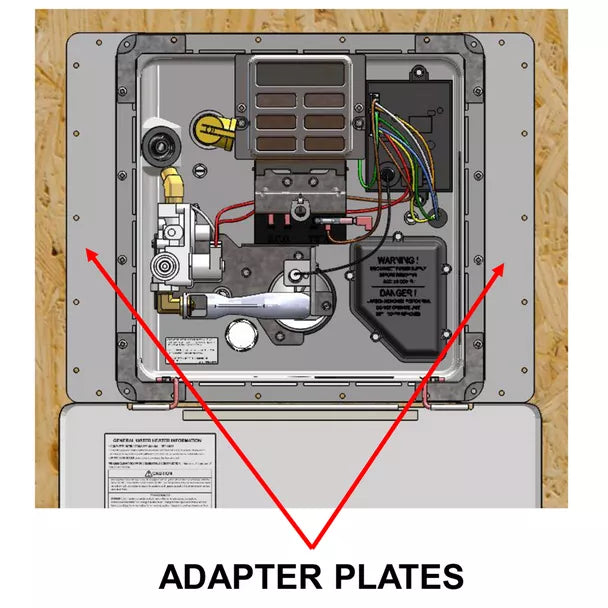 RV Water Heater Adapter Plates Installation Diagram - Reference View | United RV Parts