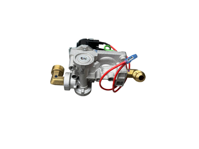 Silver Metal Dometic 92100 Gas Valve Assembly - Side Angle | United RV Parts