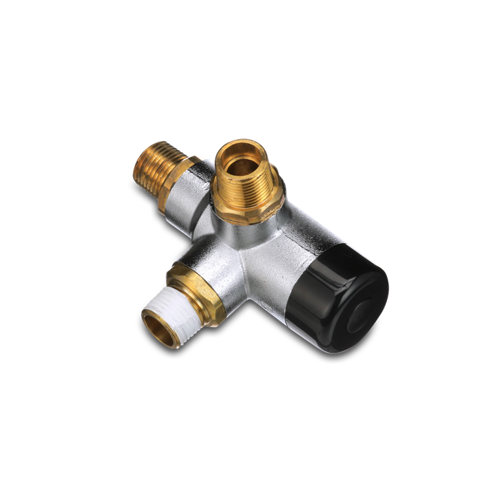 Brass Dometic 90029 RV Water Heater Mixing Valve - Angled View | United RV Parts