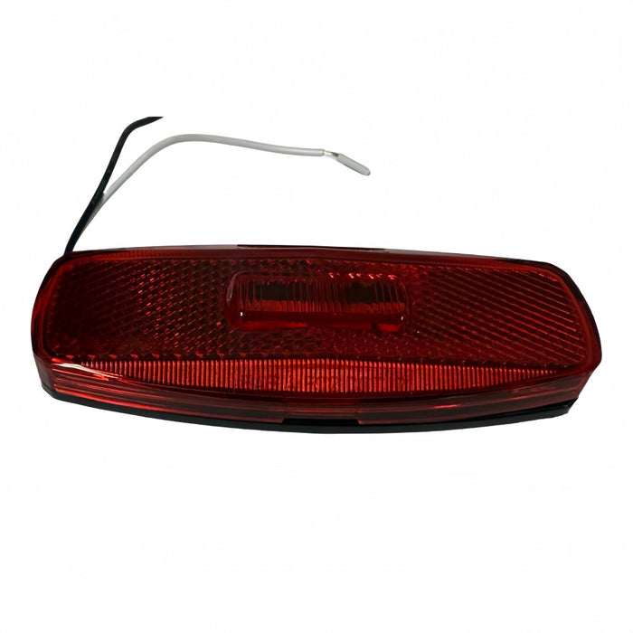 Red 12V LED RV Clearance Light CMB2SRR Showing Wiring Leads - Angled View | United RV Parts