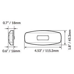 Dream Lighting CMB2SRR LED Clearance Light Dimensions - 4.53in x 1.8in x 0.7in | United RV Parts