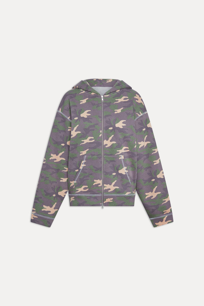 Drew Terry Zip Up Hoodie - Classic Camo