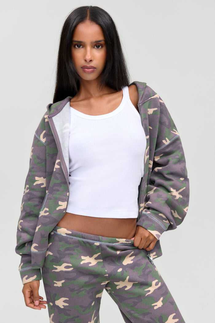 Drew Terry Zip Up Hoodie - Classic Camo