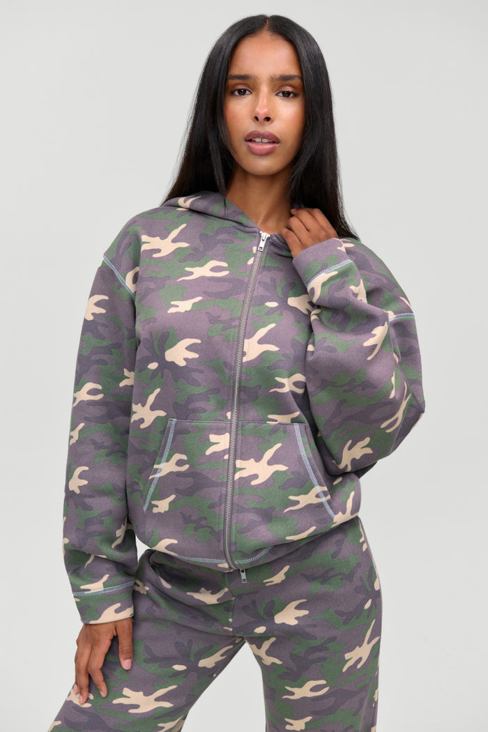 Drew Terry Zip Up Hoodie - Classic Camo